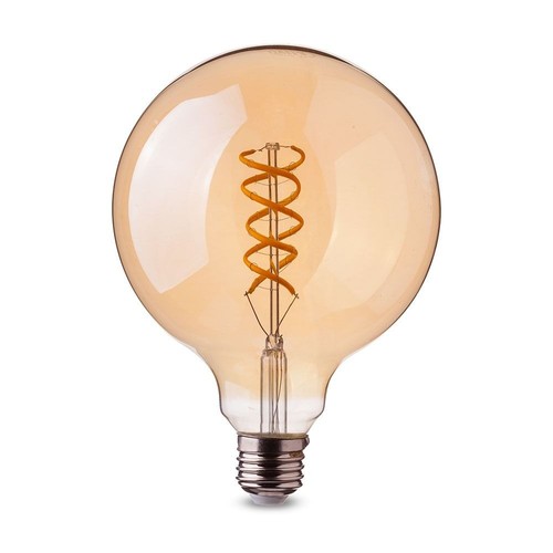 E27 5W LED Globepære Spiral Filament - Ø95mm, Ekstra Varm Hvid, Kultråd