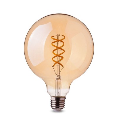 E27 dekorativ LED globepære - spiral filament, 5W, ekstra varm hvid
