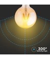 V-Tac 6W LED globepære - Kultråd, Ø9,5 cm, dæmpbar, ekstra varm hvid, E27