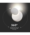 5W LED hvid væglampe - IP20 indendørs, Rund, roterbar, inkl. lyskilde