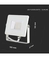 V-Tac 20W LED projektør - Samsung LED chip, arbejdslampe, udendørs