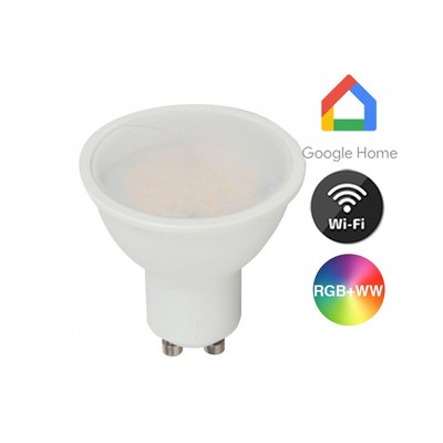 V-Tac 5W Smart Home LED pære - Tuya/Smart Life, virker med Google Home, Alexa og smartphones, GU10 Spot - Dæmpbar : Via Smart Home, Kulør : RGB + CCT (Varm til Kold Hvid)