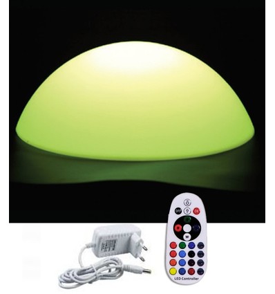 V-Tac RGB LED halvkugle - Genopladelig, med fjernbetjening, Ø50 cm