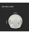 V-Tac 4W LED hvid væglampe - Rund, IP65 udendørs, 230V, inkl. lyskilde