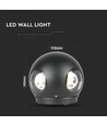 V-Tac 4W LED sort væglampe - Rund, IP65 udendørs, 230V, inkl. lyskilde