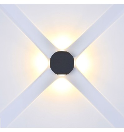 4W Væglampe - IP65 udendørs, rund, sort, inkl. lyskilde