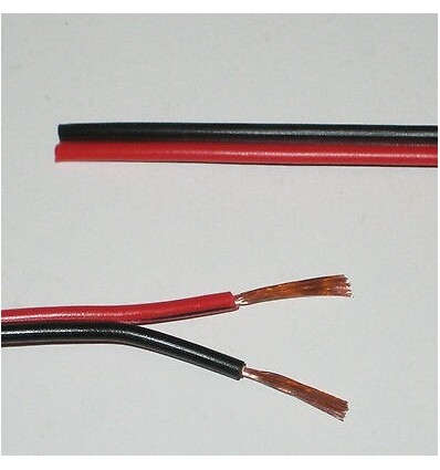 12-24V ledning rød/sort - 2x0,5mm², metervare, min. 5 meter