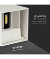 V-Tac 12W LED hvid væglampe - Firkantet, justerbar spredning, IP65 udendørs, 230V, inkl. lyskilde