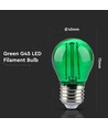 V-Tac 2W Farvet LED kronepære - Grøn, Kultråd, E27