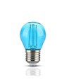 V-Tac 2W Farvet LED kronepære - Blå, Kultråd, E27