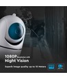 V-Tac overvågningskamera - Indendørs, 1080P, auto-track funktion, WiFi