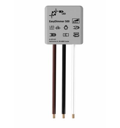 EasyDimmer500 - 250W LED dæmper, kip-tryk/push dæmp, korrespondance, til indbygning