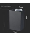 GU10 Væglampe med op/ned lys - IP44 udendørs, uden lyskilde