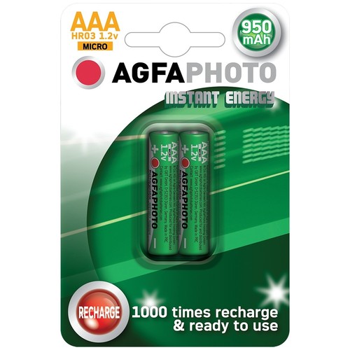 2 stk AgfaPhoto genopladeligt batteri - AAA, 1,5V
