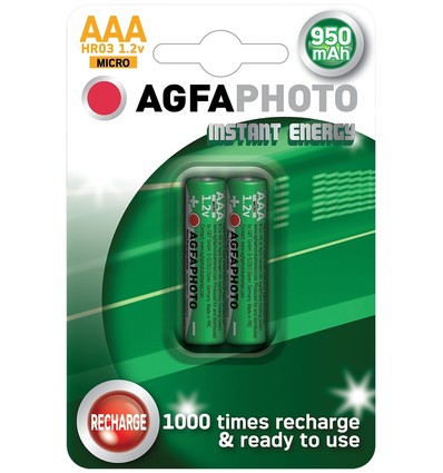 2 stk AgfaPhoto genopladeligt batteri - AAA, 1,5V