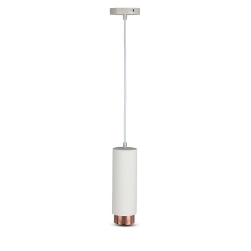 Outlet: V-Tac moderne pendellampe - Hvid med rose guld, Ø8 cm, GU10