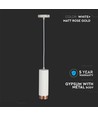 Outlet: V-Tac moderne pendellampe - Hvid med rose guld, Ø8 cm, GU10