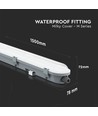 V-Tac vandtæt 48W komplet LED armatur - 150 cm, IP65, 120lm/W, Gennemfortrådet, 230V