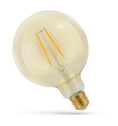 2W LED globepære - Kultråd, 12,5 cm, rav farvet glas, ekstra varm, E27