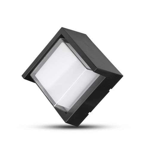 V-Tac 7W LED sort væglampe - Firkantet, IP65 udendørs, 230V, inkl. lyskilde