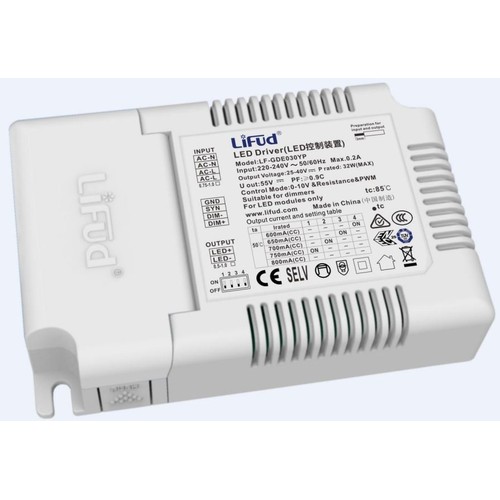 Lifud 32W 0/1-10V dæmpbar LED driver - 600-800 mA