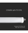 V-Tac vandtæt 36W komplet LED armatur - 120 cm, 120lm/W, Samsung LED chip, gennemfortrådet, IP65, 230V