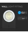 V-Tac rund væglampe - IP44 udendørs, GU10 fatning, uden lyskilde