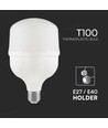 V-Tac 30W LED pære - T100, E27 med E40 ringadapter