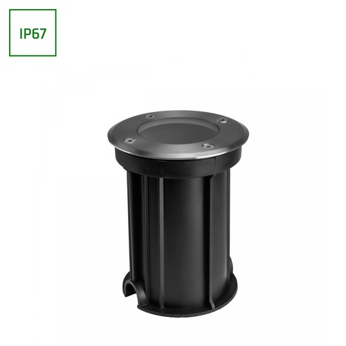 Lukka Connect GU10 250V IP67 Ø108x140 grå rund, indbygningsspot, gennemfortrådet, uden lyskilde