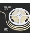 5m 10W/m Vandtæt COB-LED strip - 24V DC, IP67, 320 LED pr. meter, COB LED