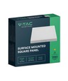 V-Tac 18W LED loftslampe -  21,4 x 21,4cm, Højde: 3,1cm, hvid kant, inkl. lyskilde