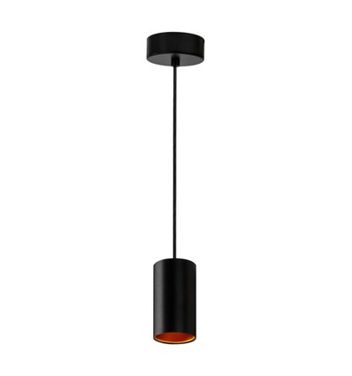 Pendellampe - Sort med kobber, Ø7 cm, GU10