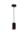 Pendellampe - Sort med kobber, Ø7 cm, GU10
