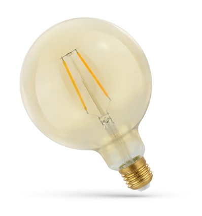 5W LED globepære - Kultråd, 12,5 cm, rav farvet glas, ekstra varm, E27