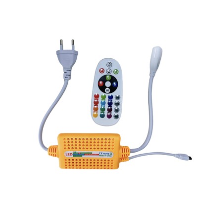 230V RGB CLIP-ON controller - Inkl. endeprop, til 230V, memory funktion, infrarød fjernbetjening, 100 m