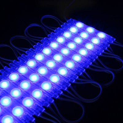 Vandtæt blå LED modul - 1,1W pr. stk, IP66, 12V, Perfekt til skilte og special løsninger - Dæmpbar : Dæmpbar, Kulør : Blå