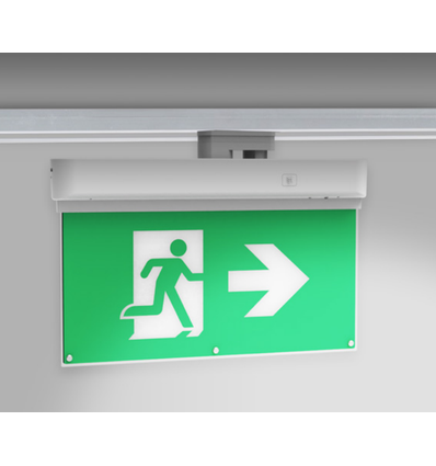 LED EXIT skilt til skinne - 3W, 2 timers batteri, inkl. piktogrammer, til 3-faset skinner