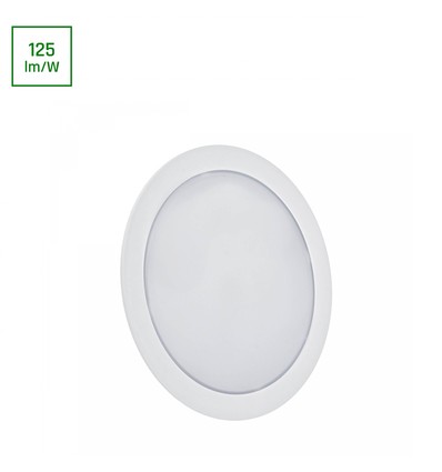 12W Ø17cm 2-i-1 indbygningspanel / påbygningspanel - 125lm/W, 3000K, rund, hvid kant
