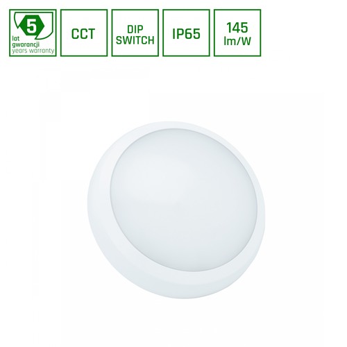 18W/24W Nymphea City Pro 2 CCT loftlampe - IP65, 147lm/W, Ø32cm, IK08, 5 års garanti