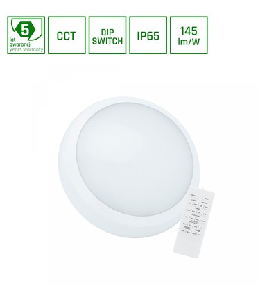 30W NYMPHEA CITY PRO 2 LED loftlampe med sensor - 4400lm, CCT, IP65, IK08, inkl. fjernbetjening, 5 års garanti