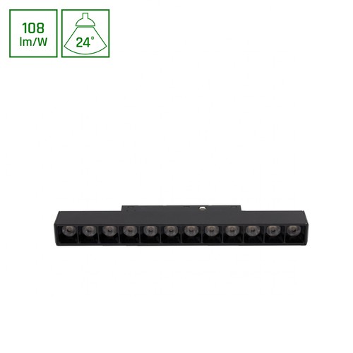 12W SHIFT Basic Lineær Lamp - 3000K, Sort, Gitter S, 22cm