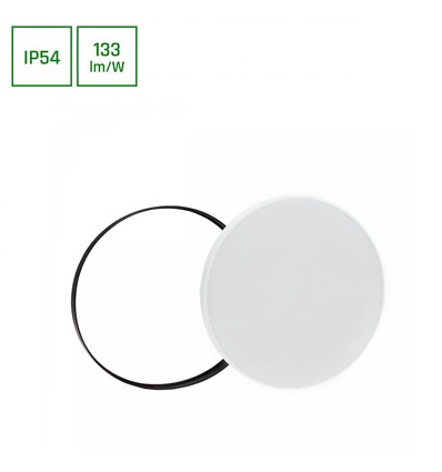 40W Neutral Hvid 230V 115° IP54 Ø485x70 Hvid/Sort Rundt med Sensor