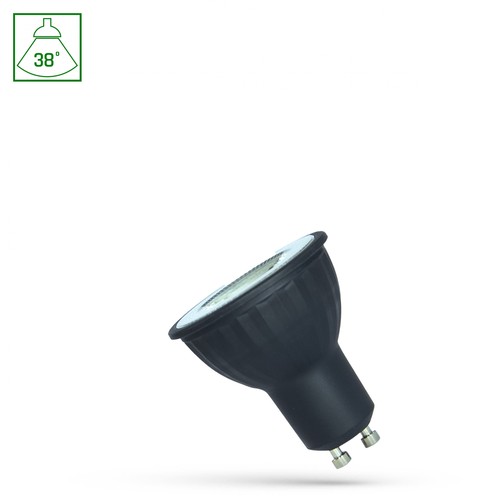 LED GU10 6W 38° Neutral Hvid - 230V, med Linse, Sort Hus, Spectrum
