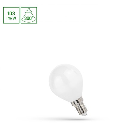 E14 4W LED kronepære - 100lm/W, P45, kugleformet