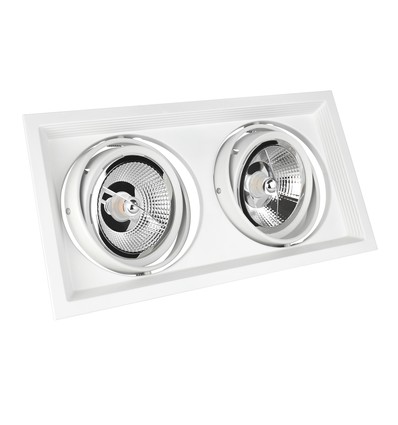 GU10 x2 AR111 MDD MAXI DUE indbygningsspot - Hvid, aluminium, 186x336 mm, uden lyskilde