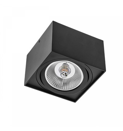 Firkantet AR111 påbygningsspot - Sort, aluminium, 145x145mm, vikbar, uden lyskilde