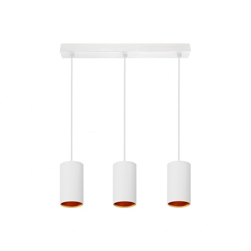 CHLOE GU10 x 3 - IP20 Nedhængt Lampe, Hvid, Guld, Rektangulær Base, Uden Lyskilde