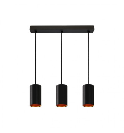 CHLOE GU10 X3 IP20 SUSPENDED LAMP BLACK GOLDEN RECTANGULAR BASE