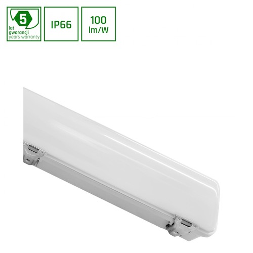 60cm 24W Limea LED armatur - IP65, 2400lm, 4000K, transparent cover, garage/værksted