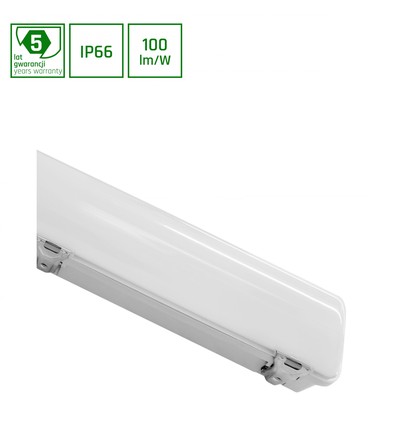 60cm 24W Limea LED armatur - IP65, 2400lm, 4000K, transparent cover, garage/værksted